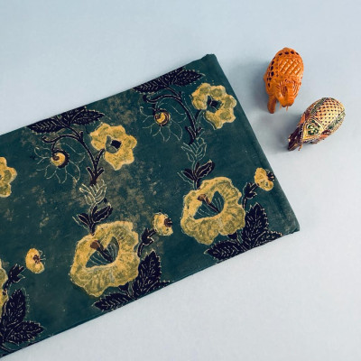 Rama Green Floral Handblock Print Cotton